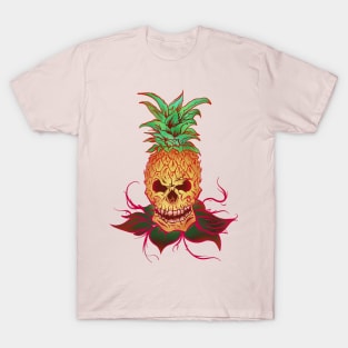 Pineapple Skull Red and Pink T-Shirt